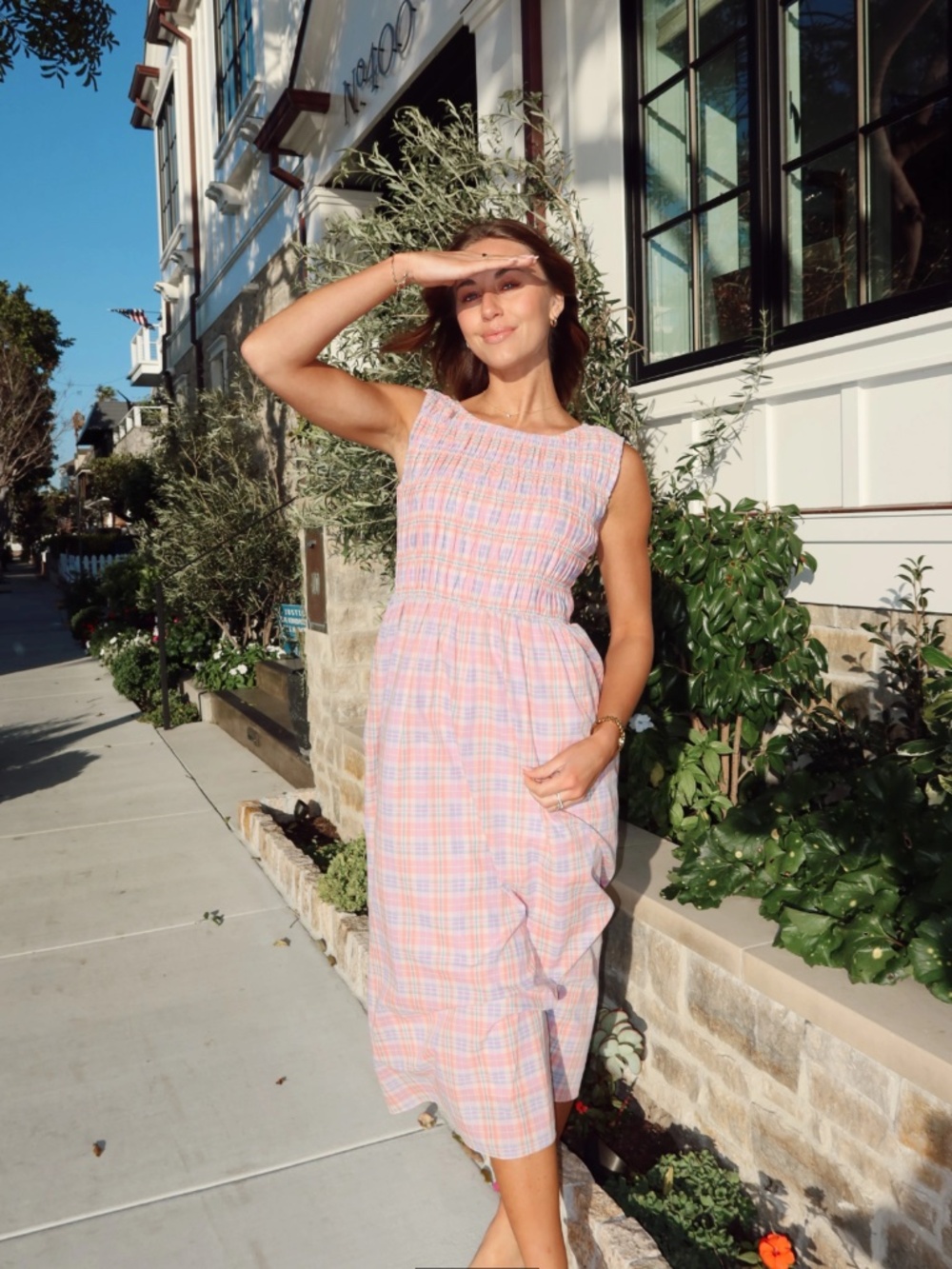 NWT Henly Magnolia Plaid Smocked Midi